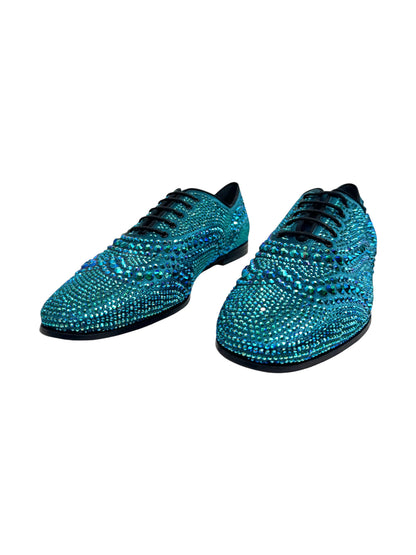 Gucci Swarovski blue crystal loafers
