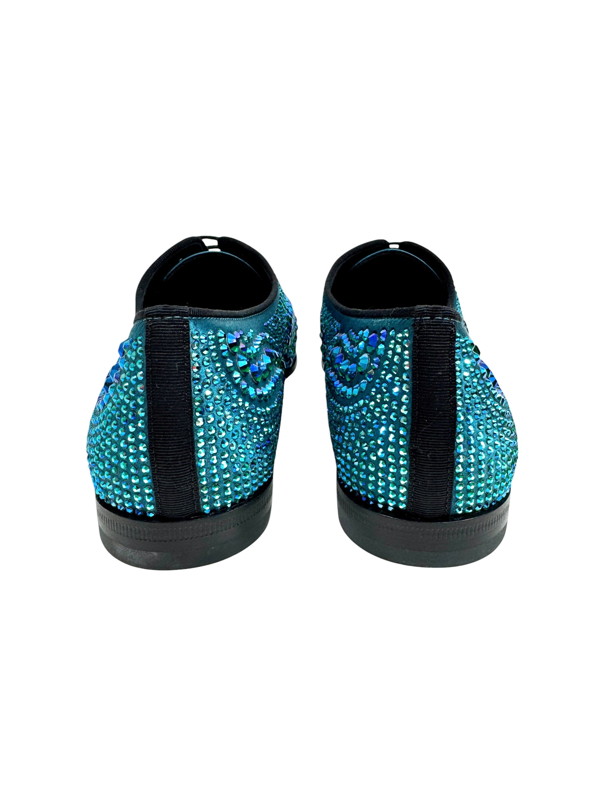 Gucci Swarovski blue crystal loafers
