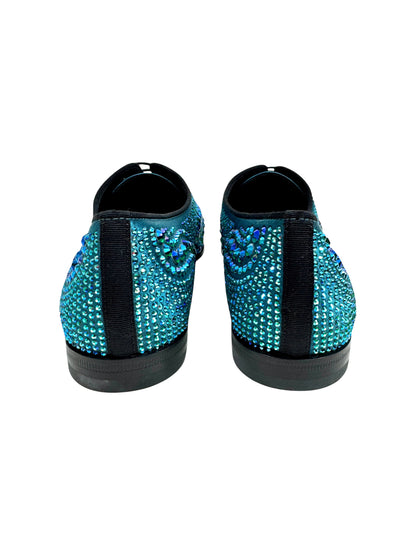 Gucci Swarovski blue crystal loafers