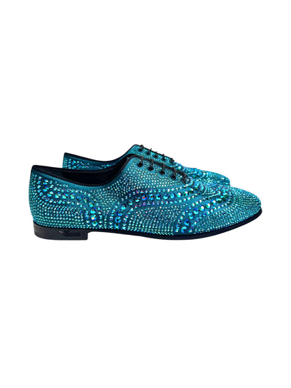 Gucci Swarovski blue crystal loafers
