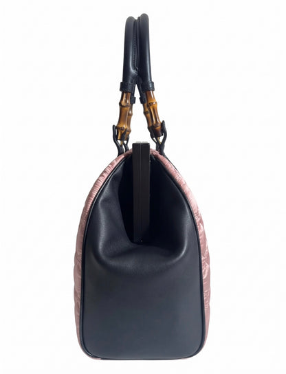 Gucci Tom Ford Spring 2003 Pink pleated kimono embroidered bag black silk