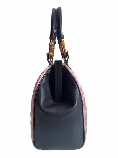 Gucci Tom Ford Spring 2003 Pink pleated kimono embroidered bag black silk