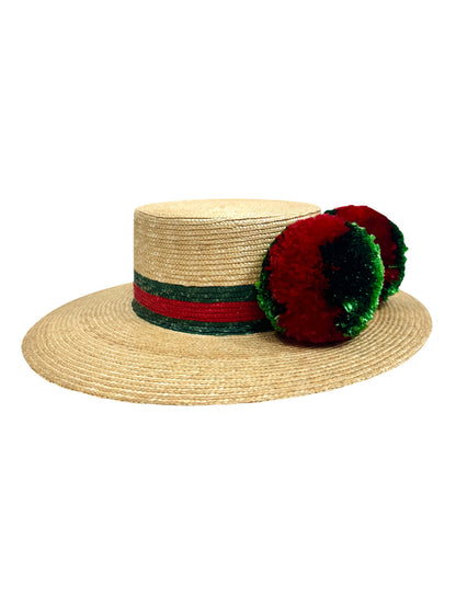 Gucci straw hat pompom