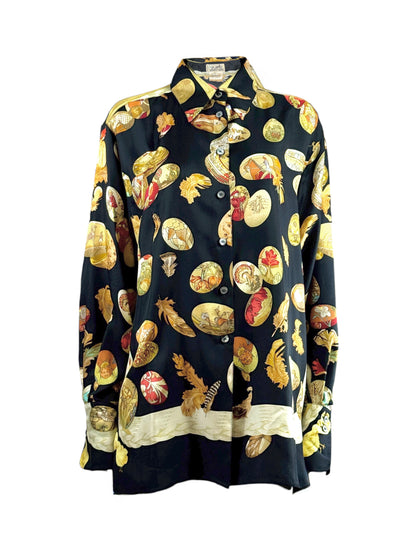 Hermes Couvee d’Hermes printed silk twill shirt