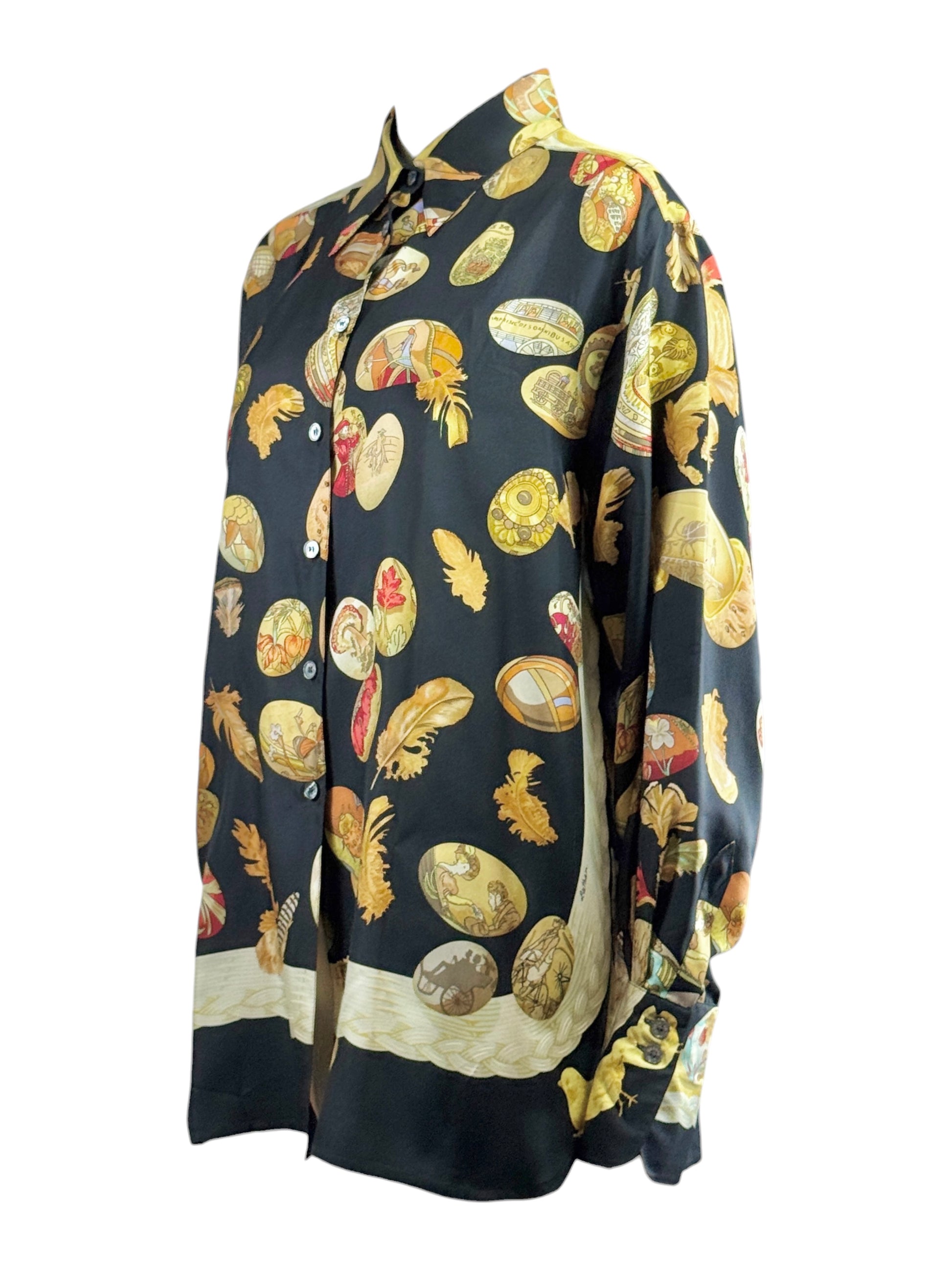Hermes Couvee d’Hermes printed silk twill shirt