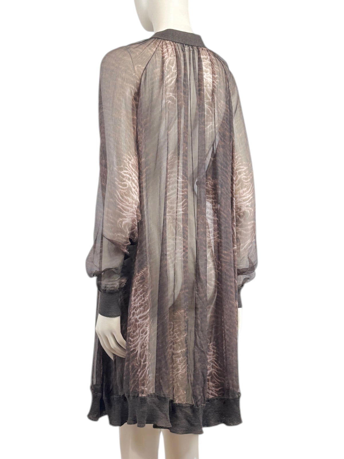 Hermes Jean Paul Gaultier Long cardigan crepe silk printed tiger