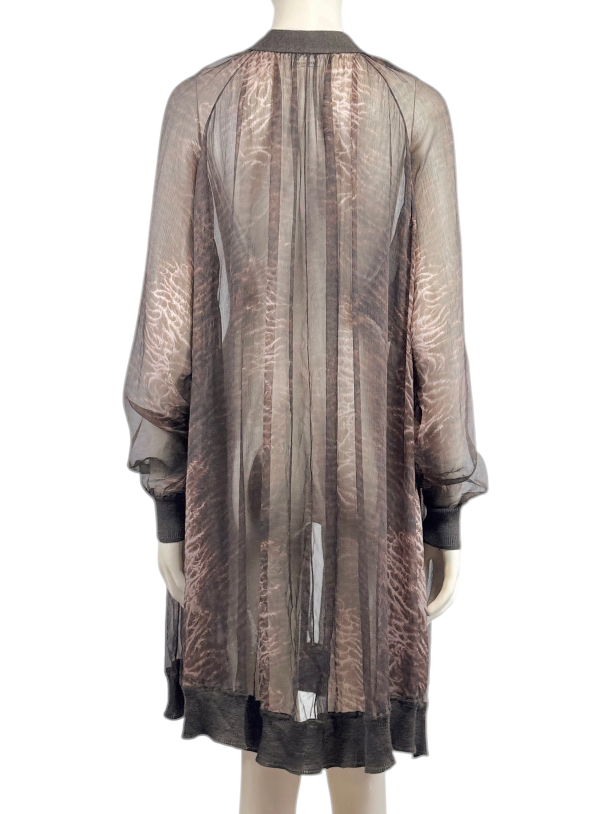 Hermes Jean Paul Gaultier Long cardigan crepe silk printed tiger
