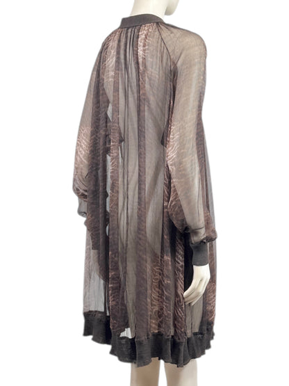 Hermes Jean Paul Gaultier Long cardigan crepe silk printed tiger