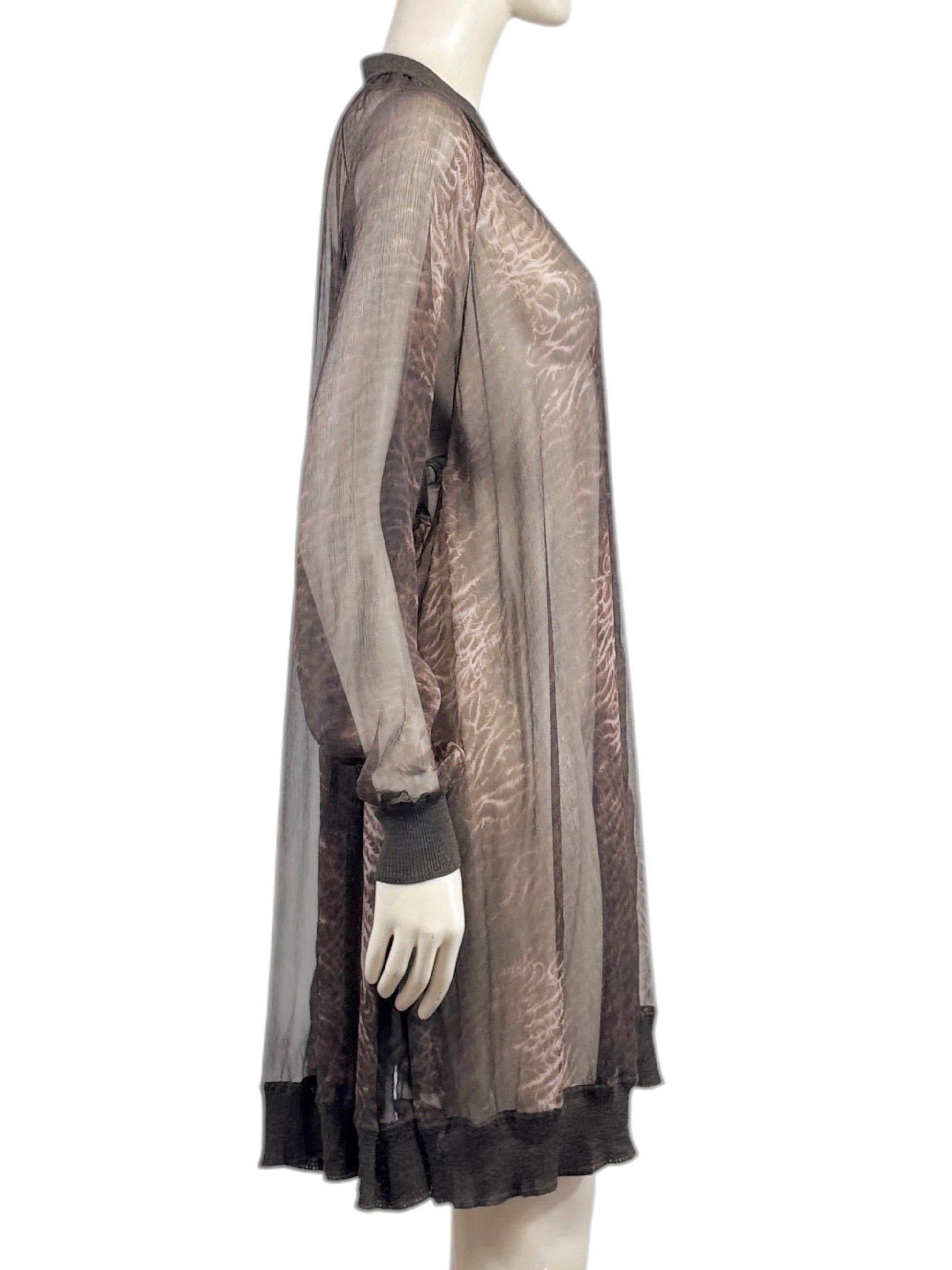 Hermes Jean Paul Gaultier Long cardigan crepe silk printed tiger