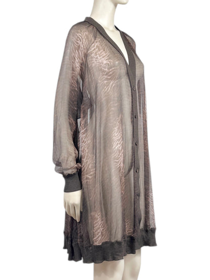 Hermes Jean Paul Gaultier Long cardigan crepe silk printed tiger