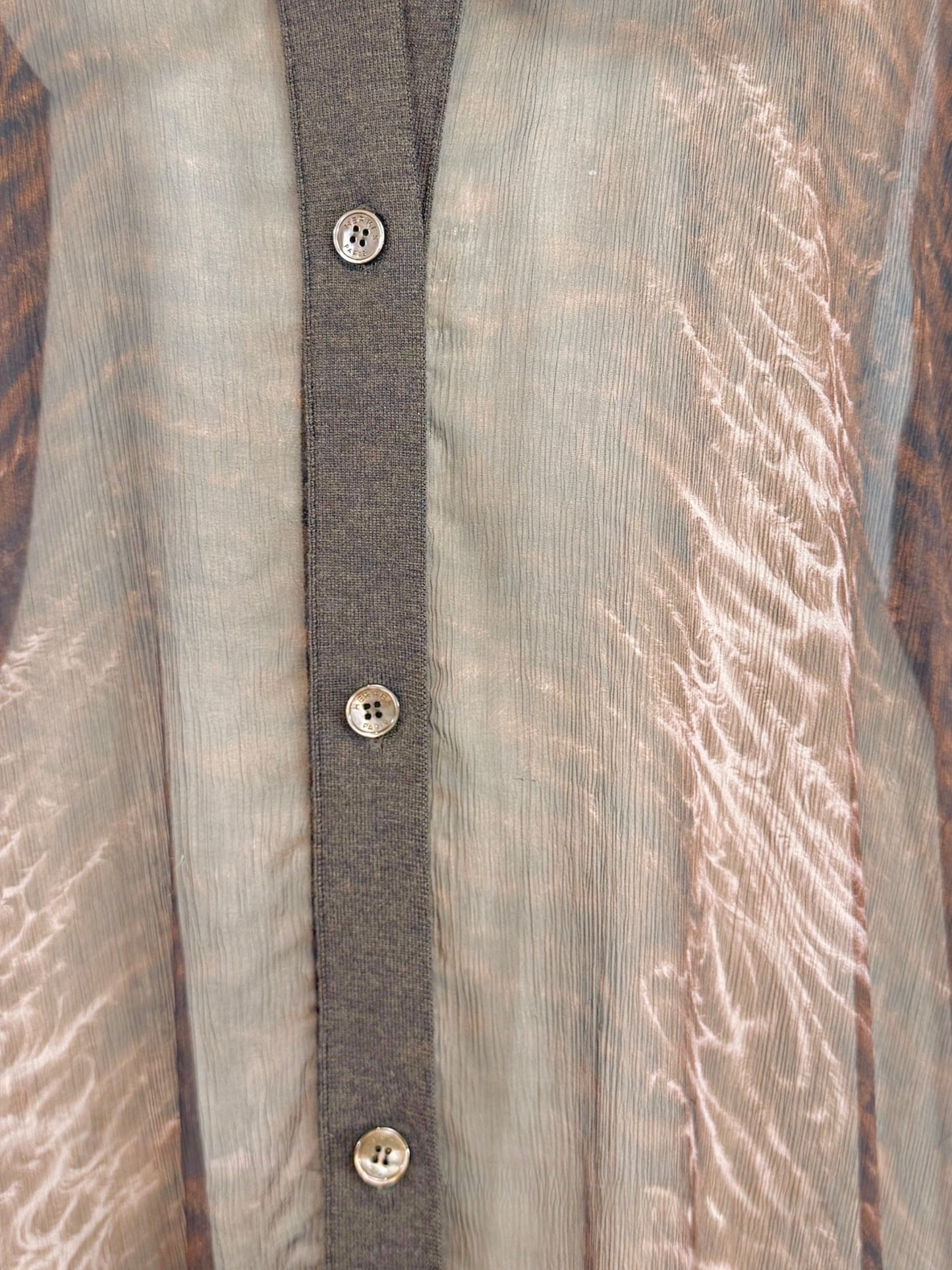 Hermes Jean Paul Gaultier Long cardigan crepe silk printed tiger