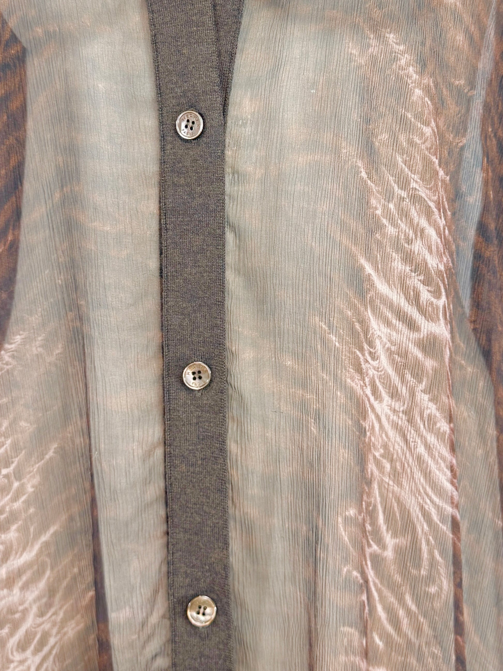 Hermes Jean Paul Gaultier Long cardigan crepe silk printed tiger