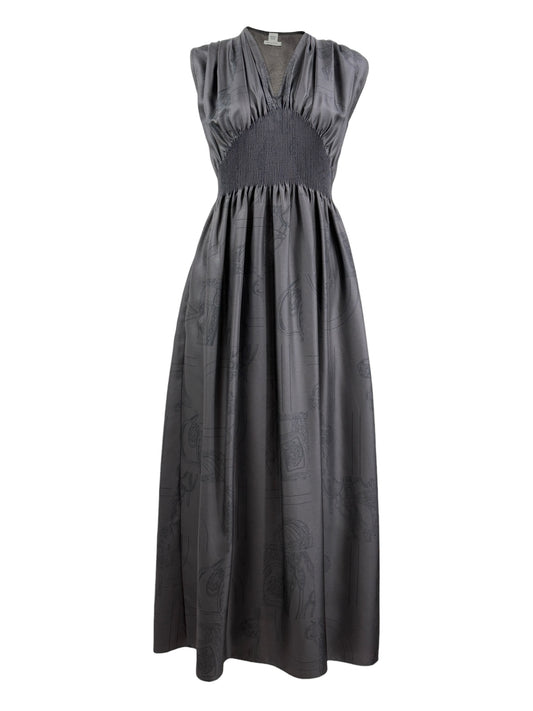Hermes en désordre finesse silk printed dress
