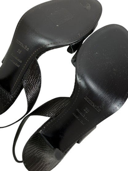 Hermes night black lizard sandal
