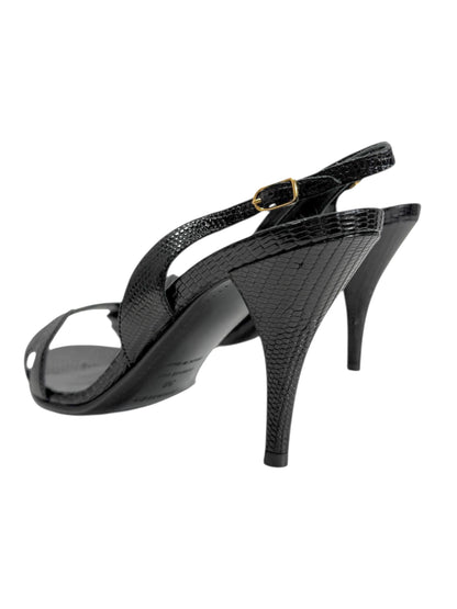 Hermes night black lizard sandal