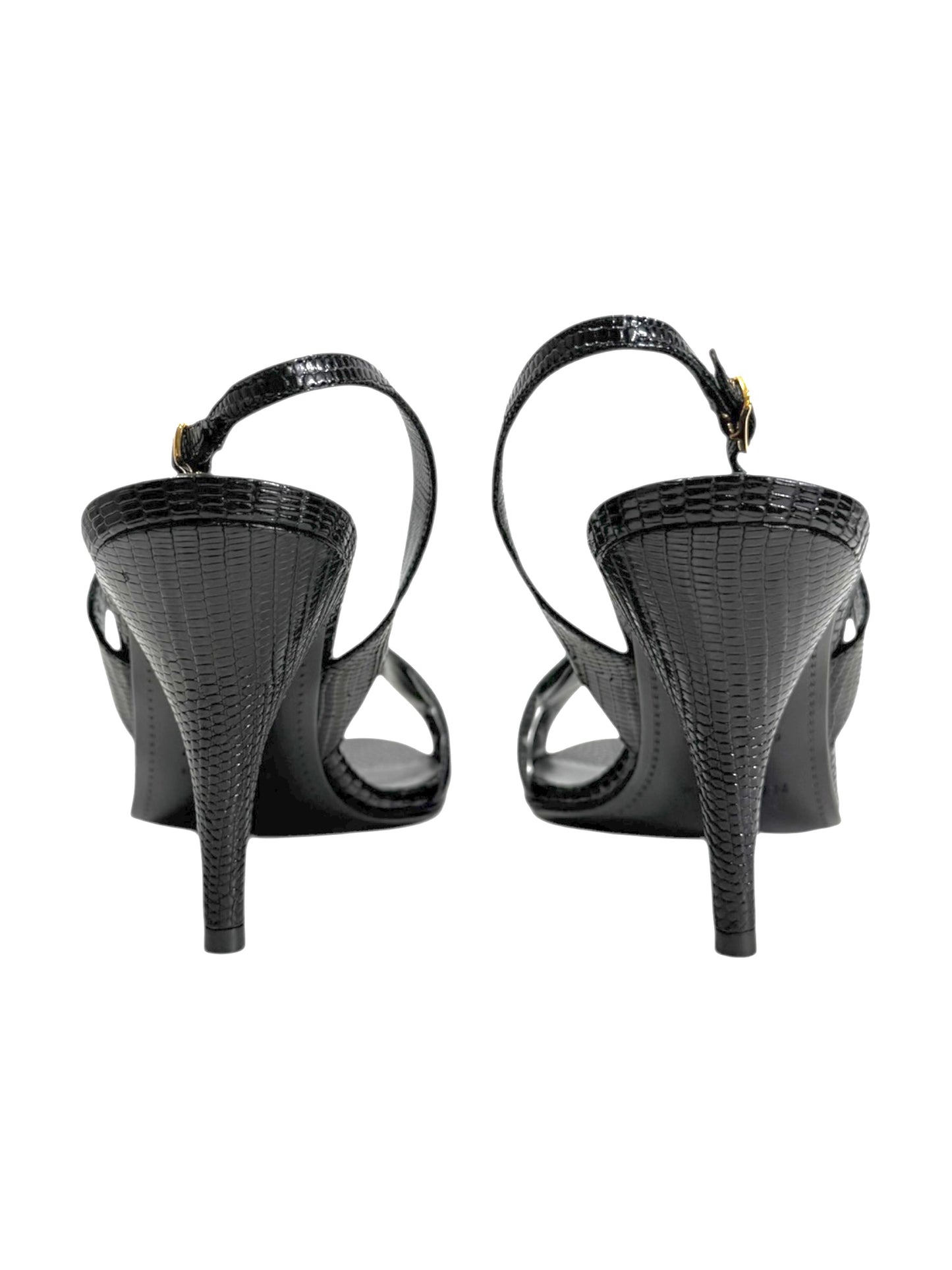 Hermes night black lizard sandal