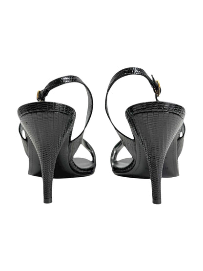 Hermes night black lizard sandal