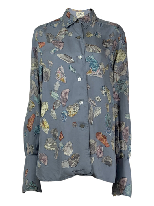 Hermes silk shirt minéraux