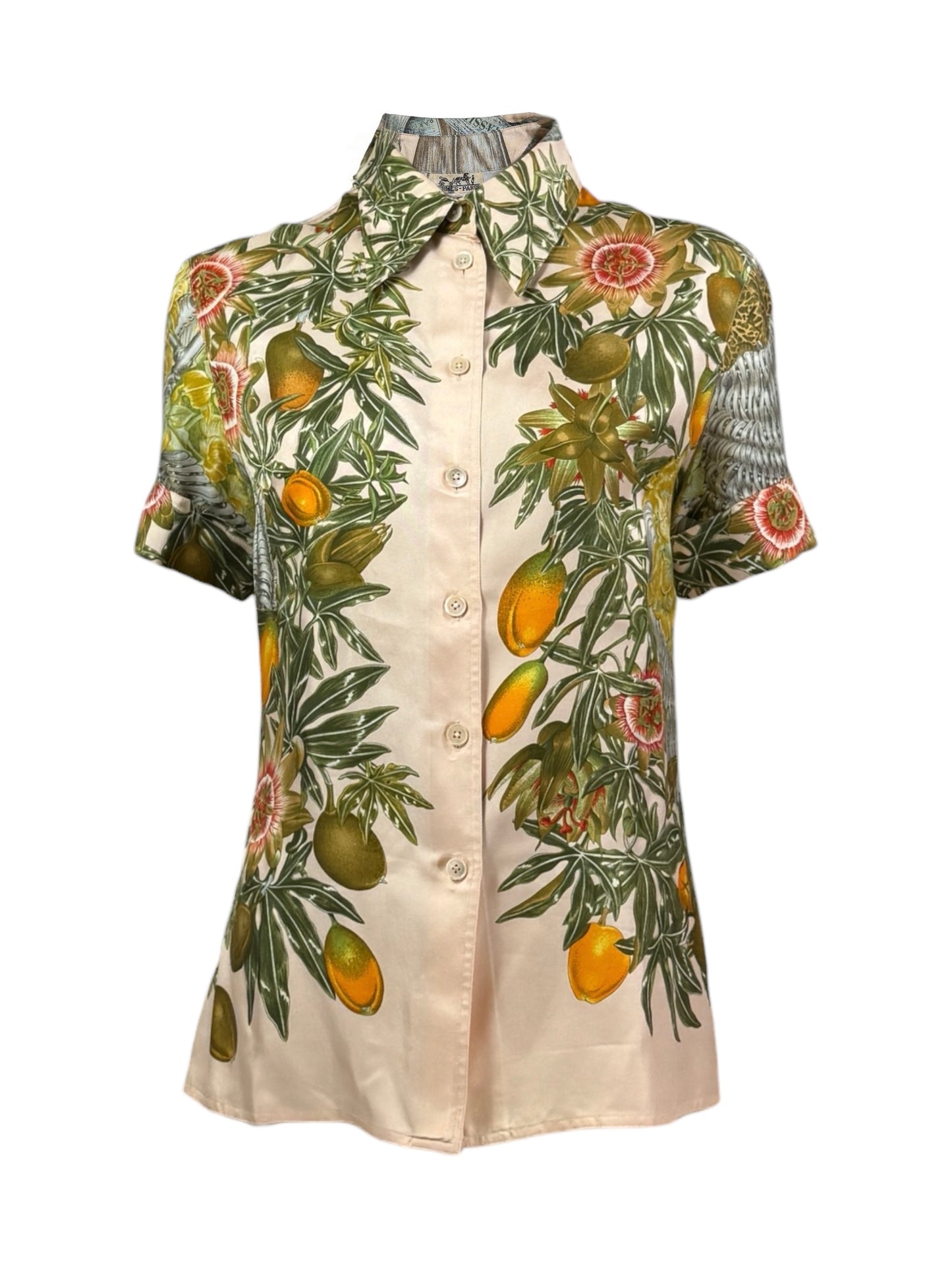 Hermes silk shirt sleeveless Passiflores