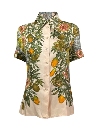Hermes silk shirt sleeveless Passiflores