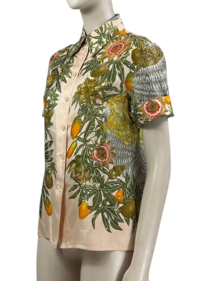 Hermes silk shirt sleeveless Passiflores