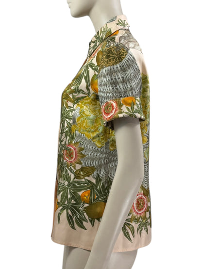 Hermes silk shirt sleeveless Passiflores