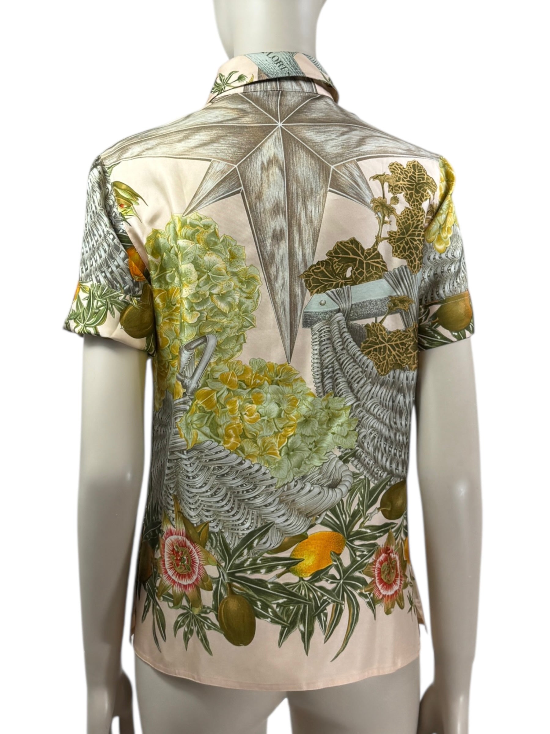 Hermes silk shirt sleeveless Passiflores