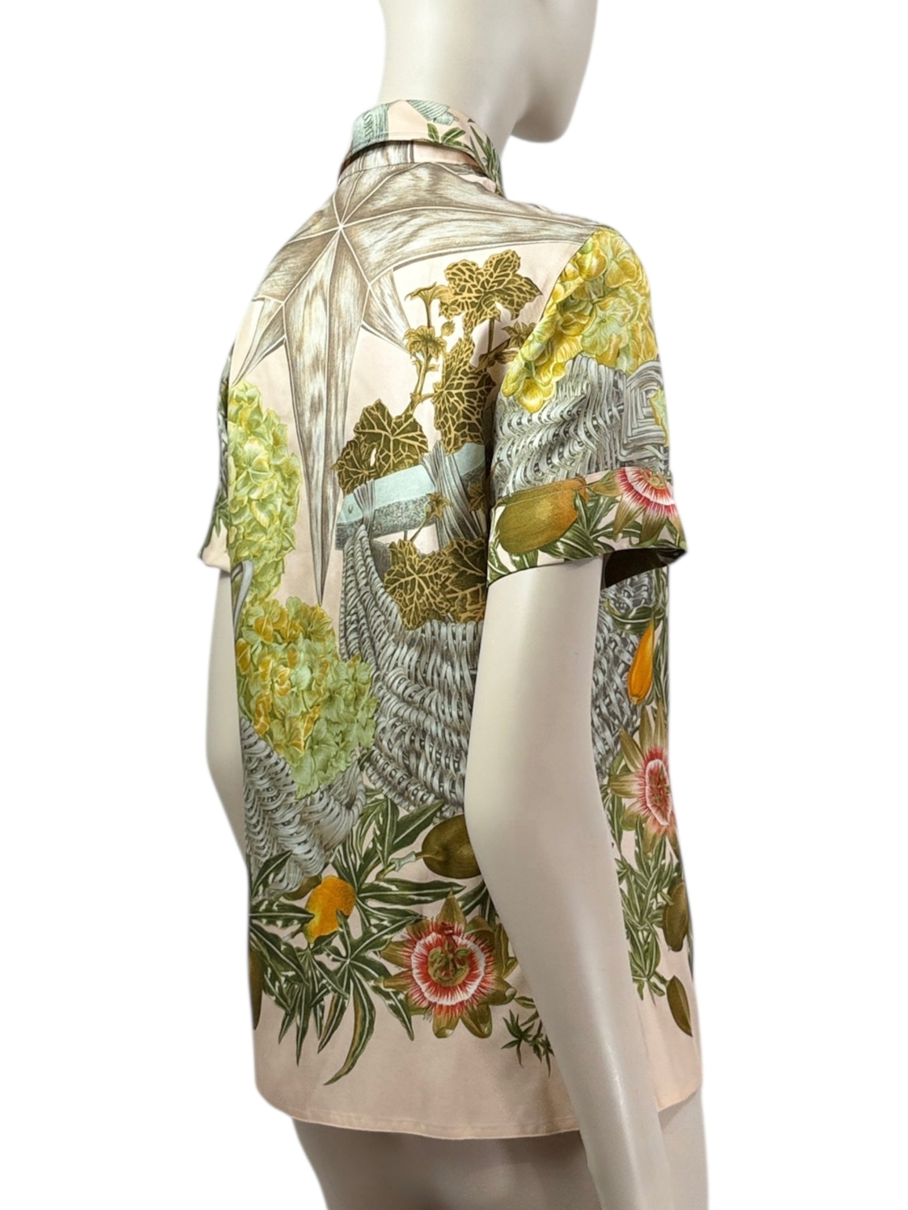 Hermes silk shirt sleeveless Passiflores