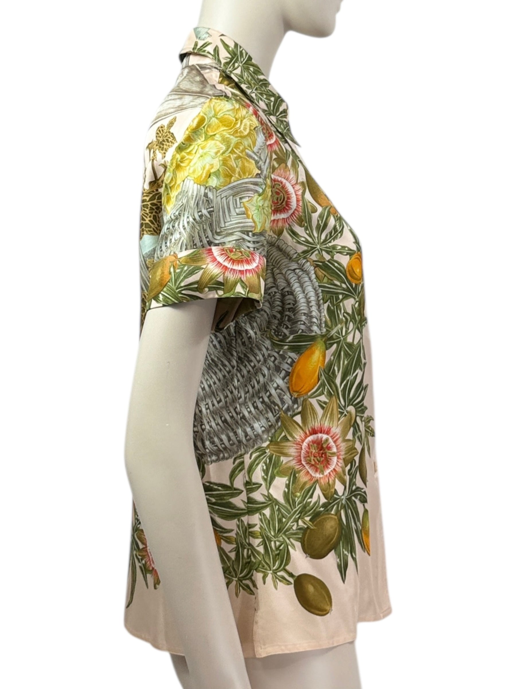 Hermes silk shirt sleeveless Passiflores