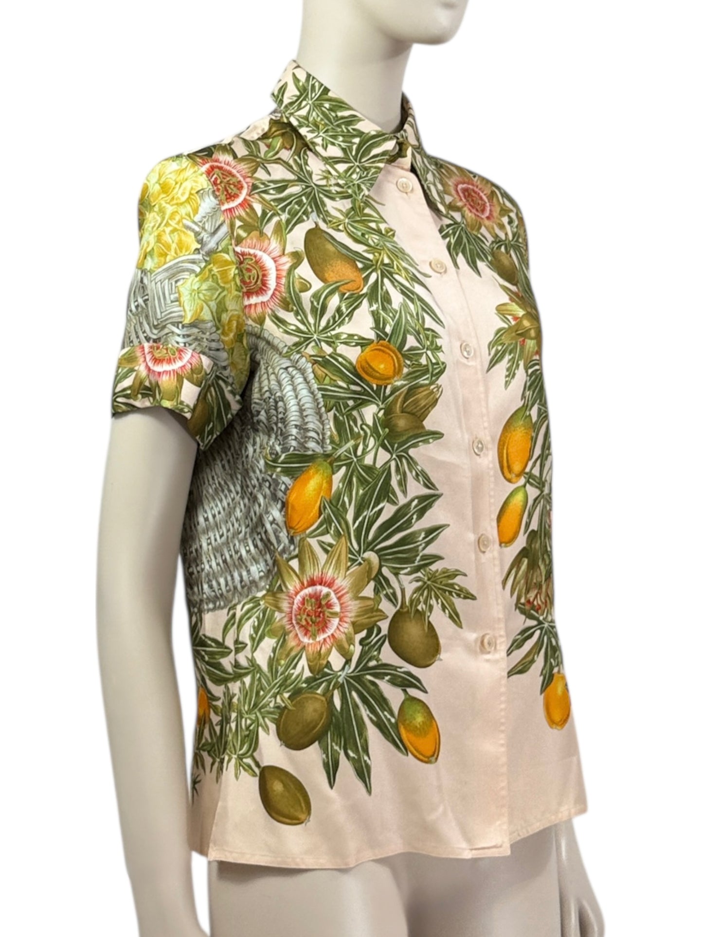 Hermes silk shirt sleeveless Passiflores