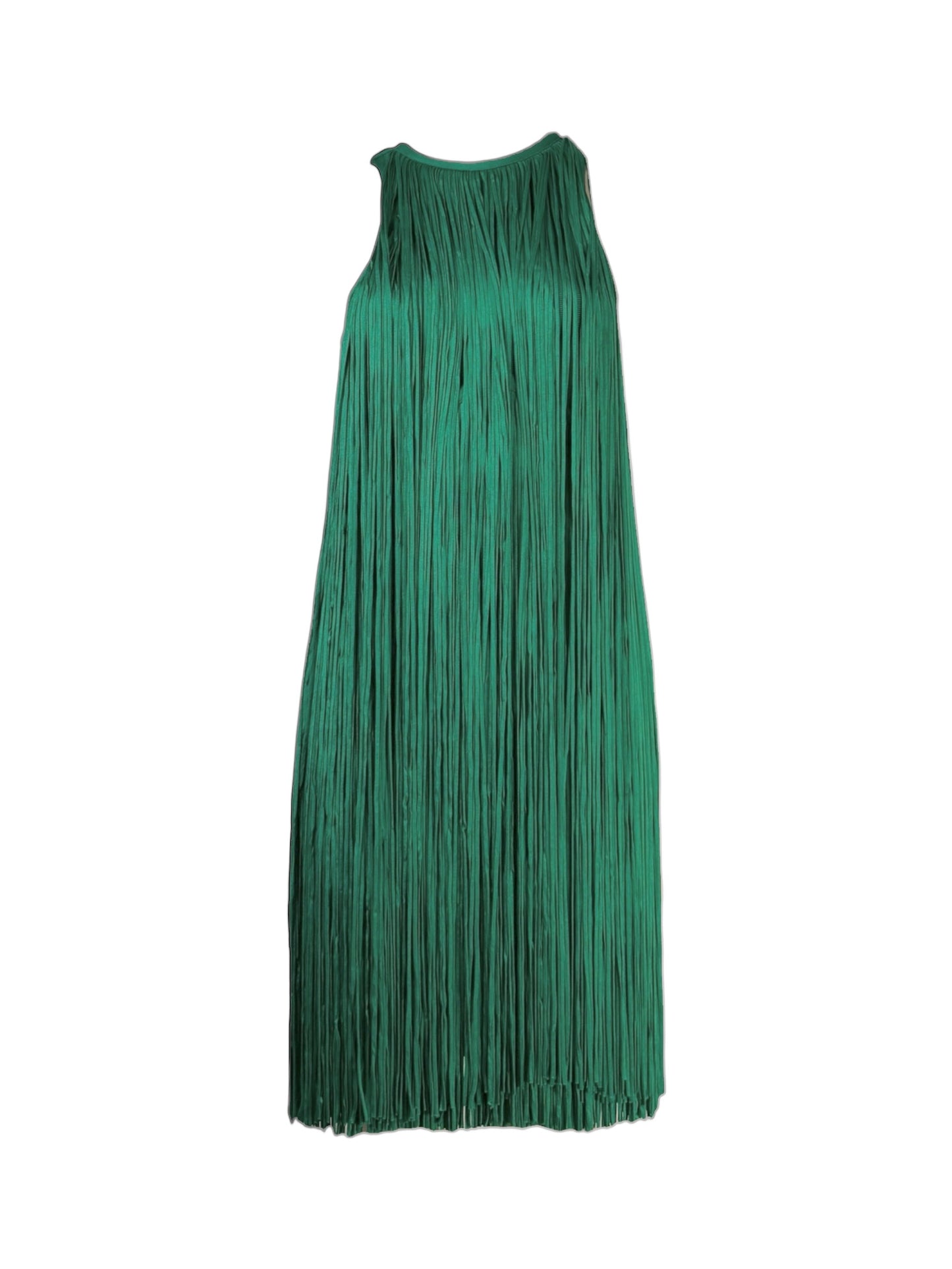 Hervé Léger - Sleeveless dress in emerald fringed knit