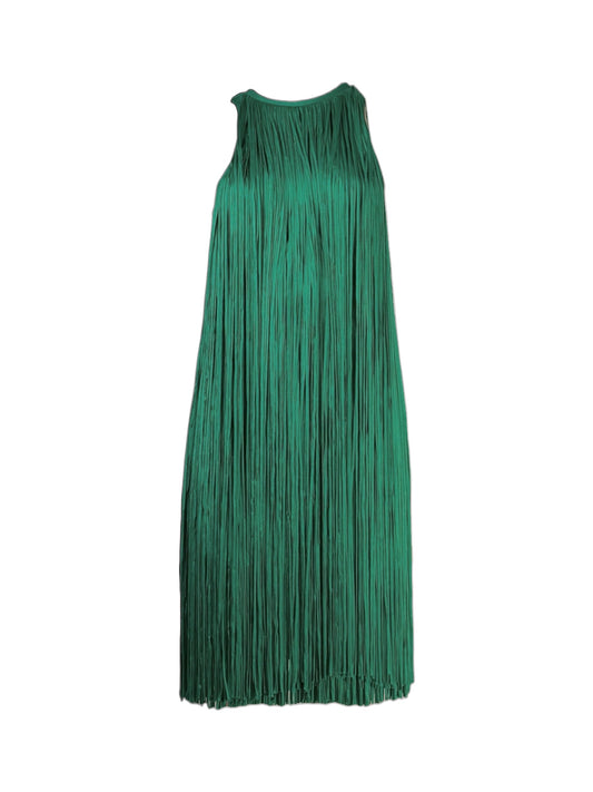Hervé Léger - Sleeveless dress in emerald fringed knit