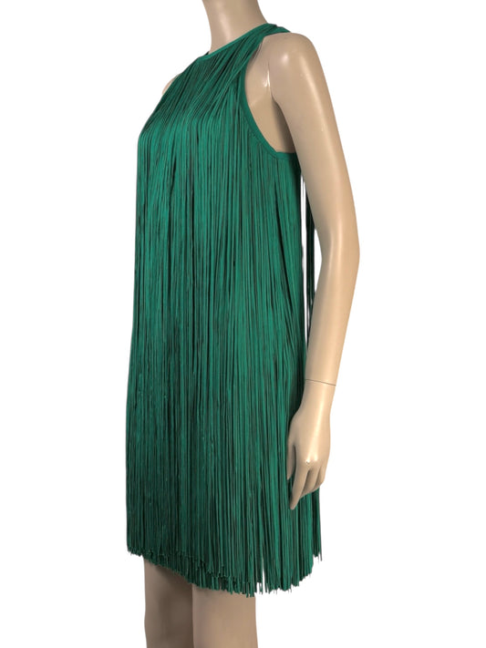 Hervé Léger - Sleeveless dress in emerald fringed knit 1