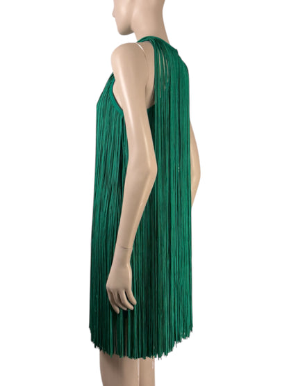 Hervé Léger - Sleeveless dress in emerald fringed knit 2