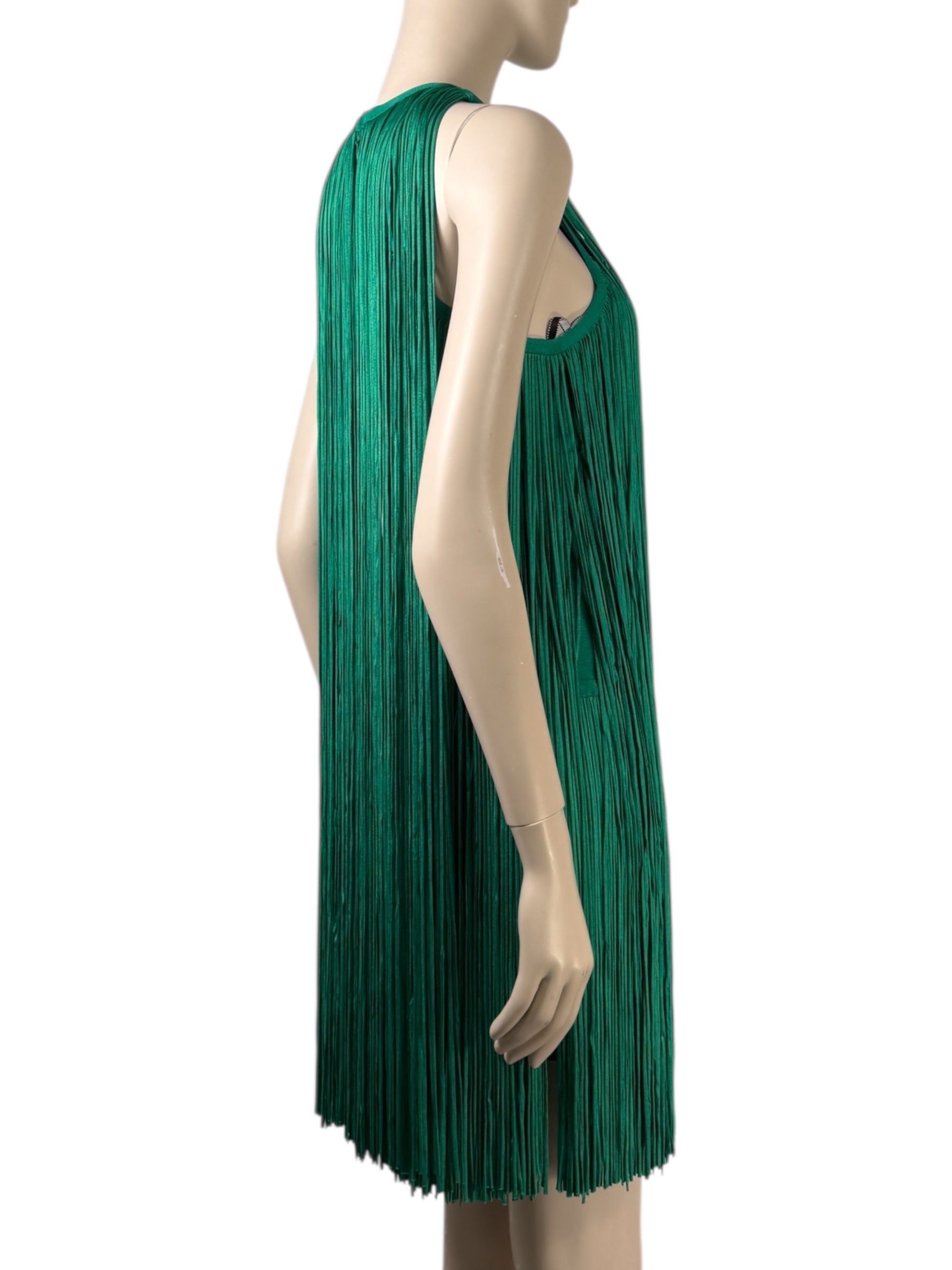 Hervé Léger - Sleeveless dress in emerald fringed knit 4