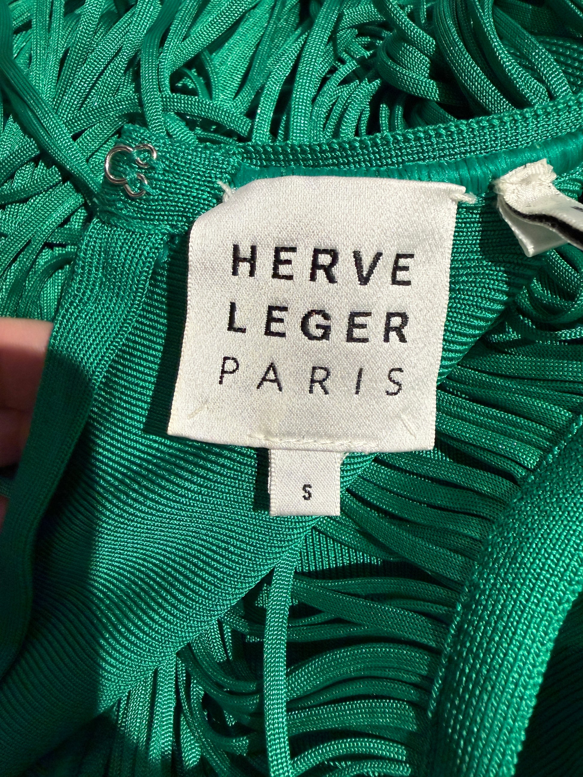 Hervé Léger - Sleeveless dress in emerald fringed knit 6