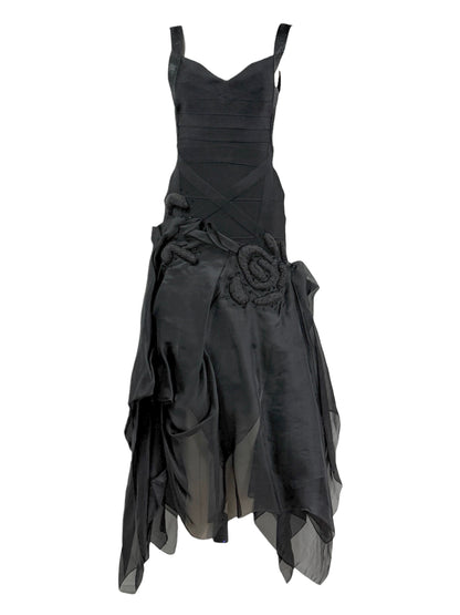 Hervé Léger knit long organza dress