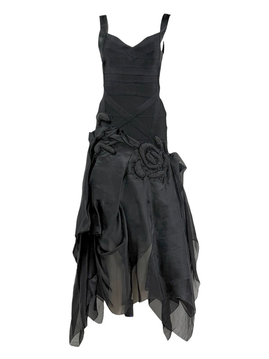 Hervé Léger knit long organza dress