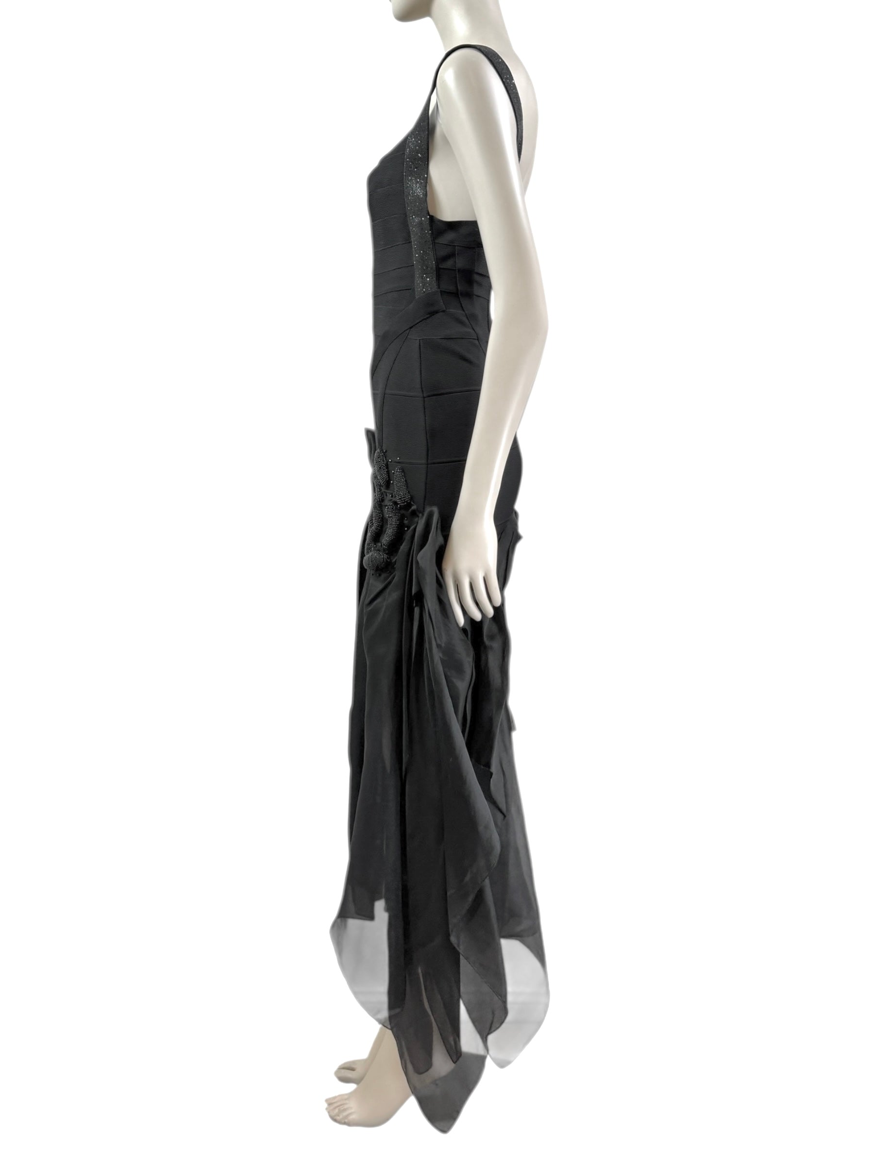 Hervé Léger knit long organza dress