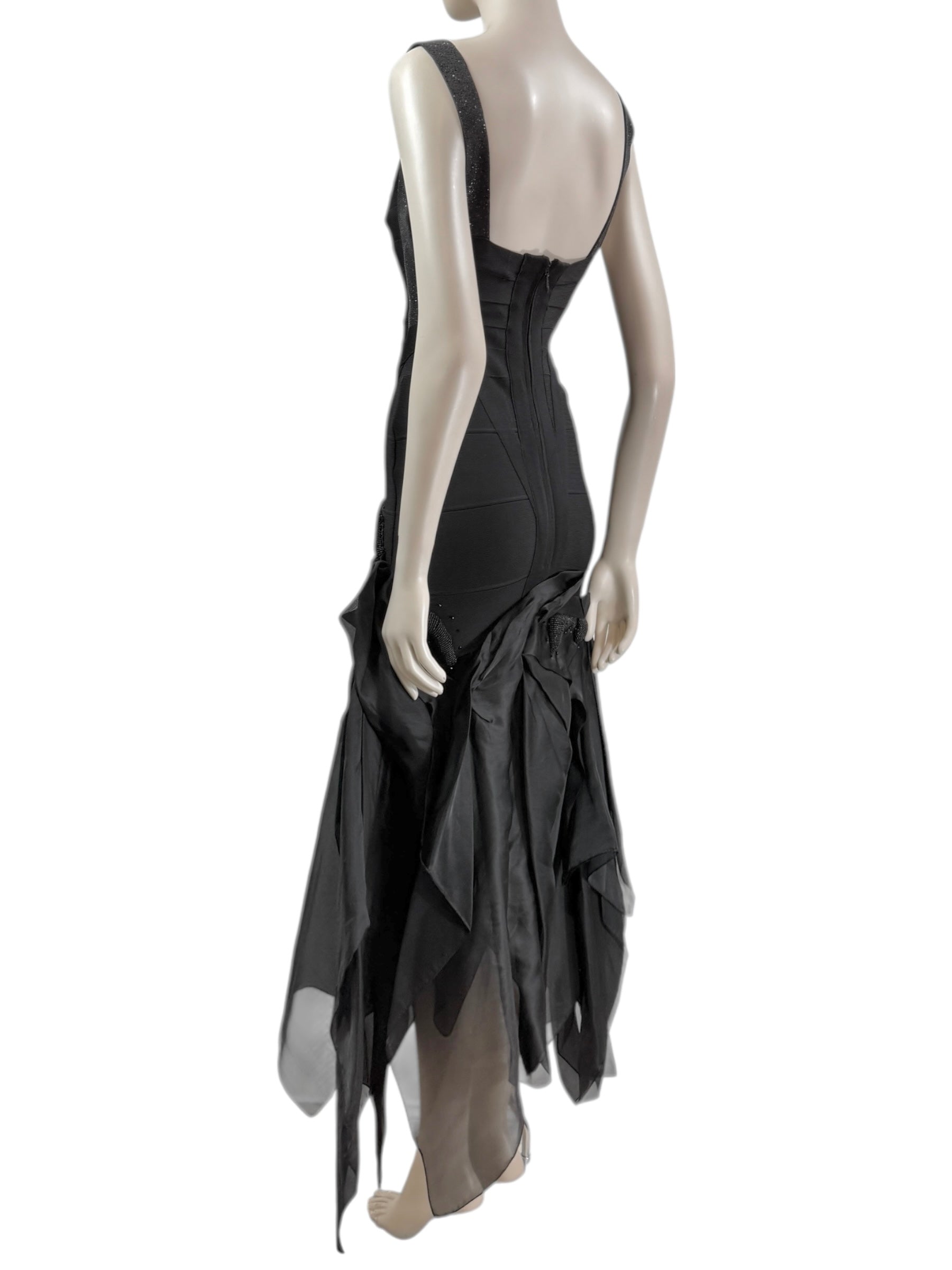 Hervé Léger knit long organza dress