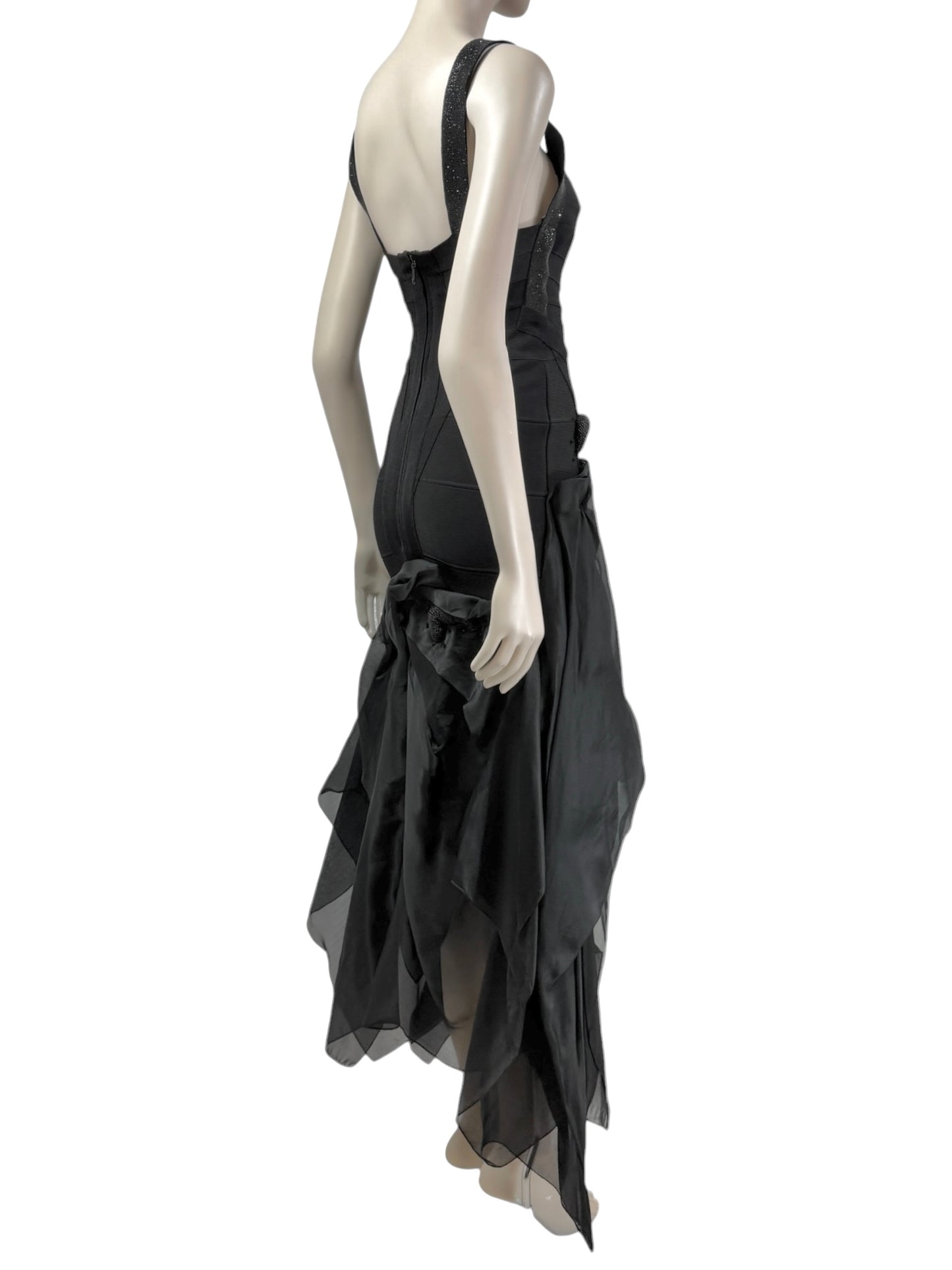 Herve Leger knit long organza dress
