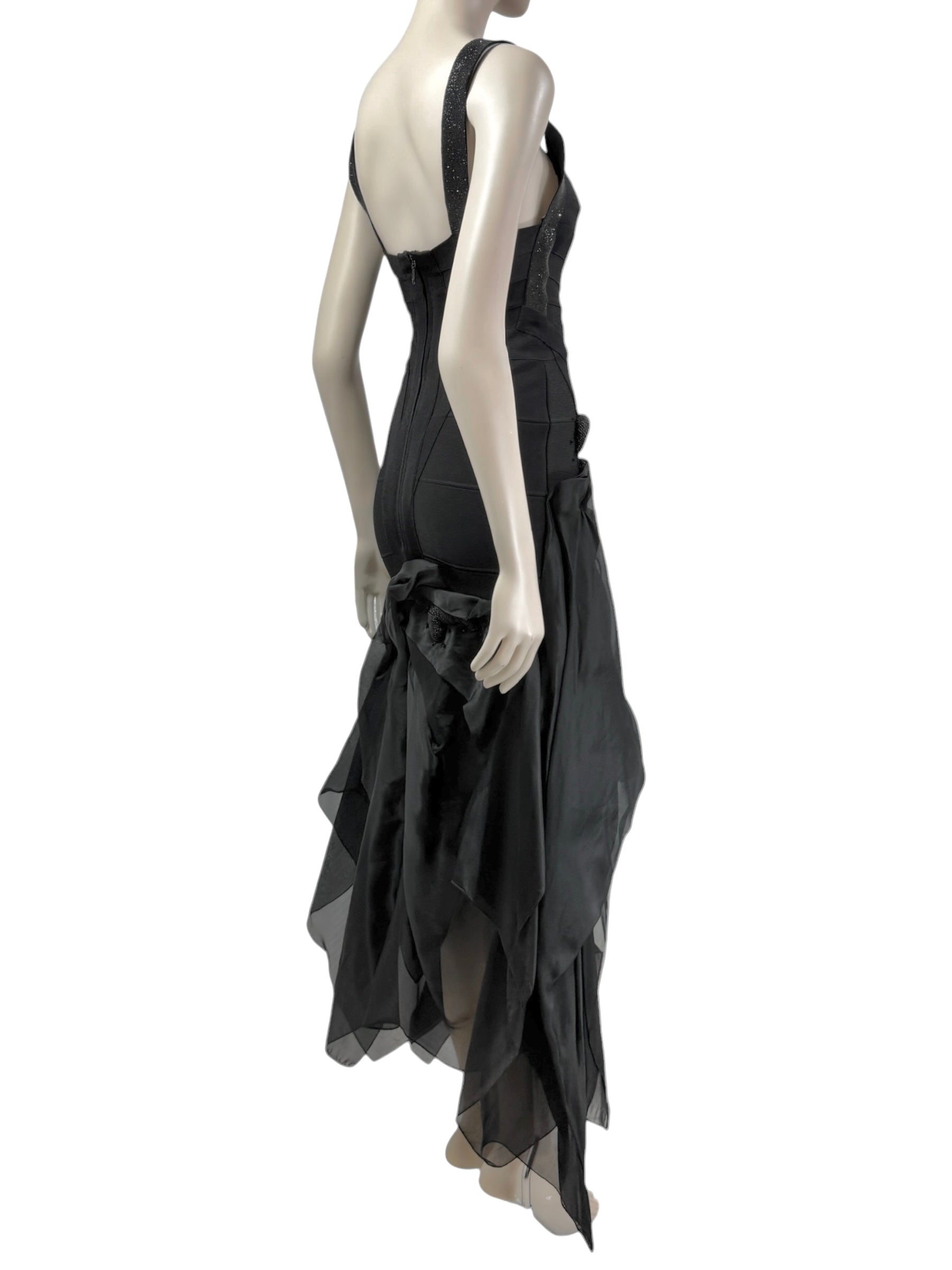 Herve Leger knit long organza dress