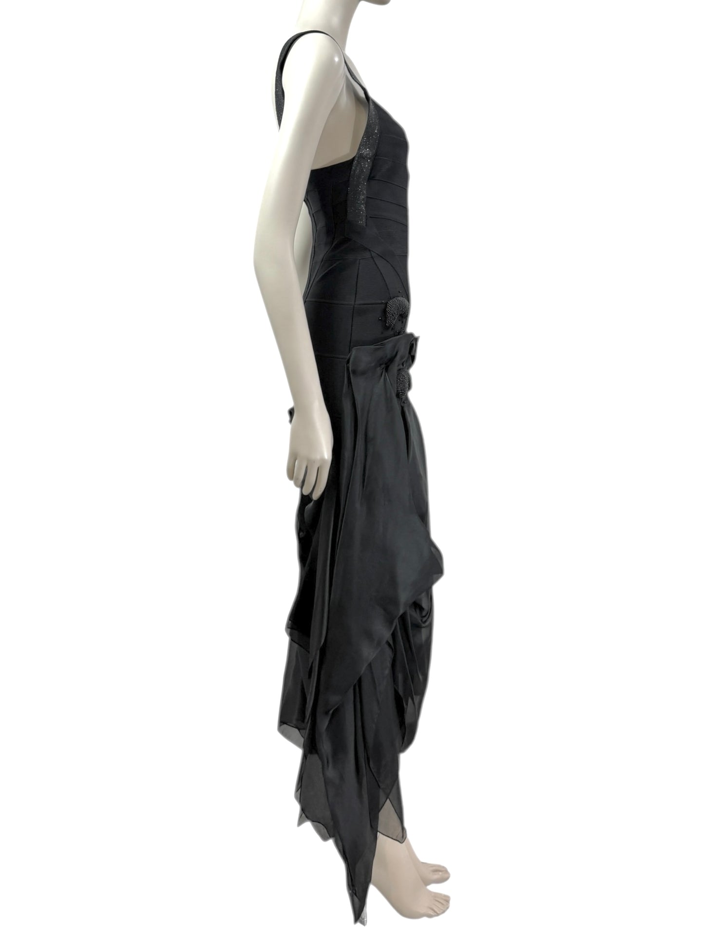 Herve Leger knit long organza dress