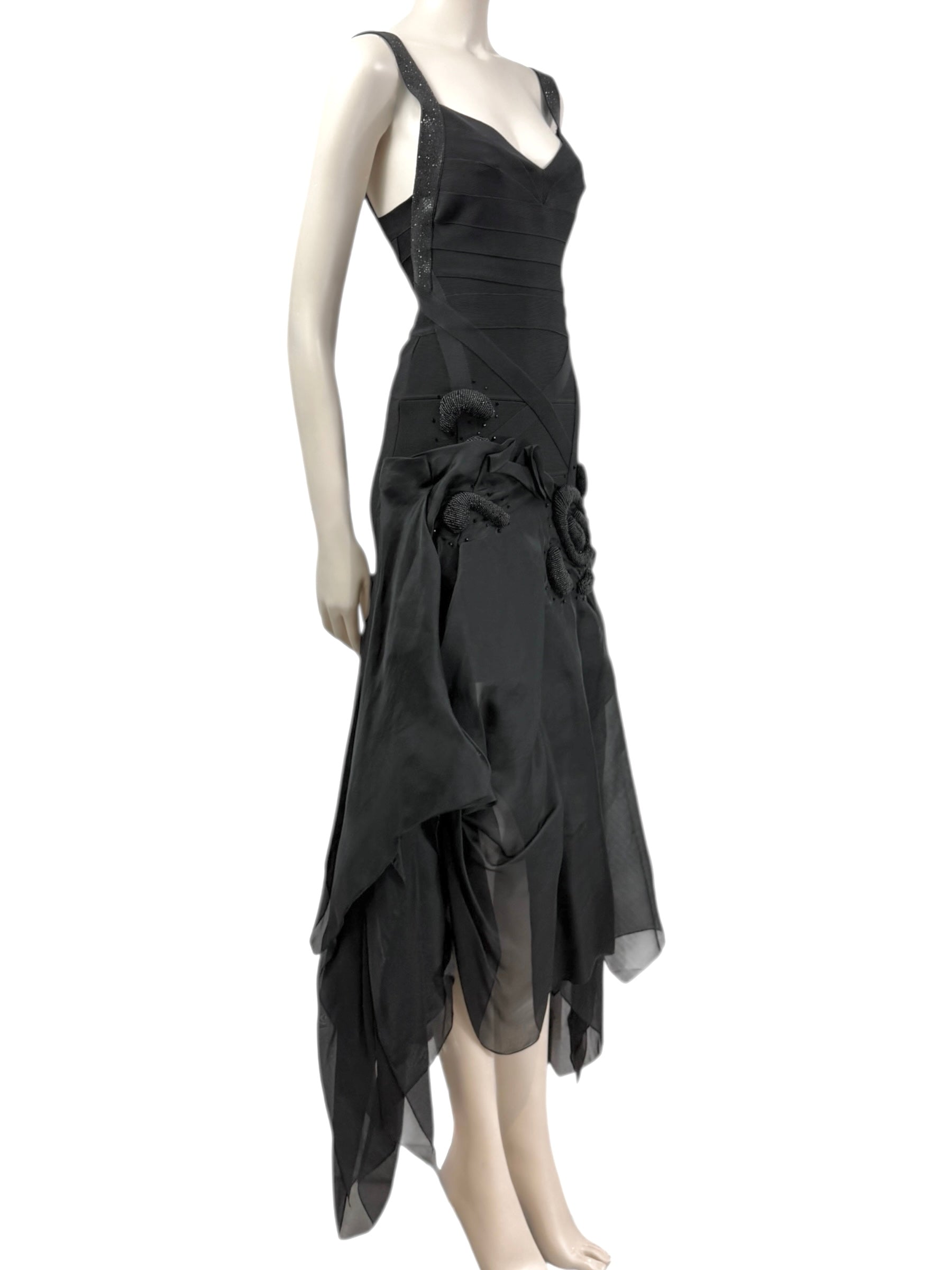 Herve Leger knit long organza dress
