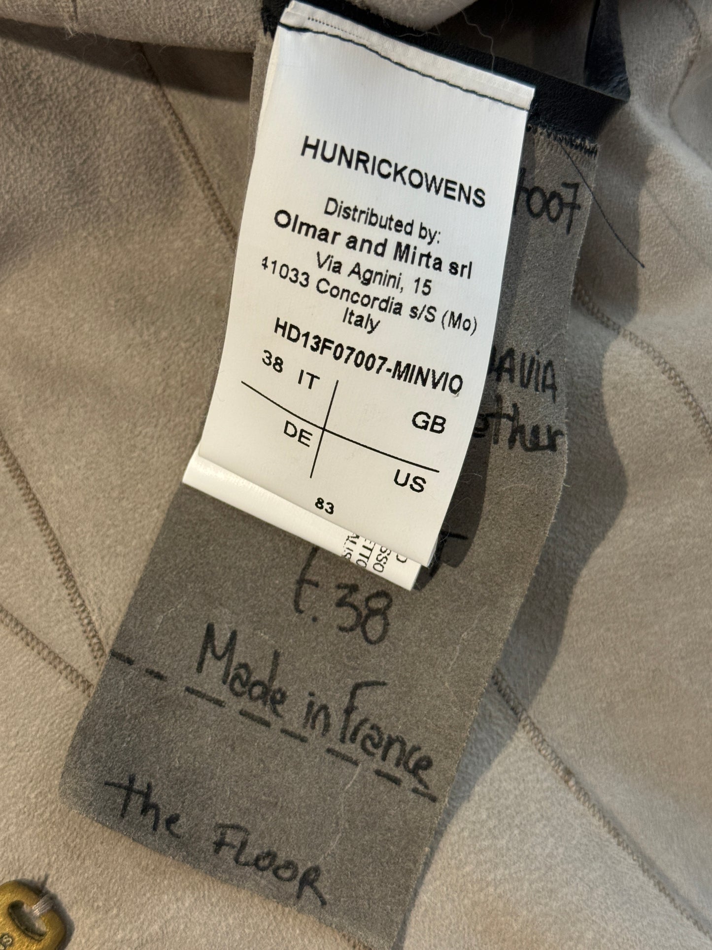 Hun Rick Owens Mink Jacket kangaroo