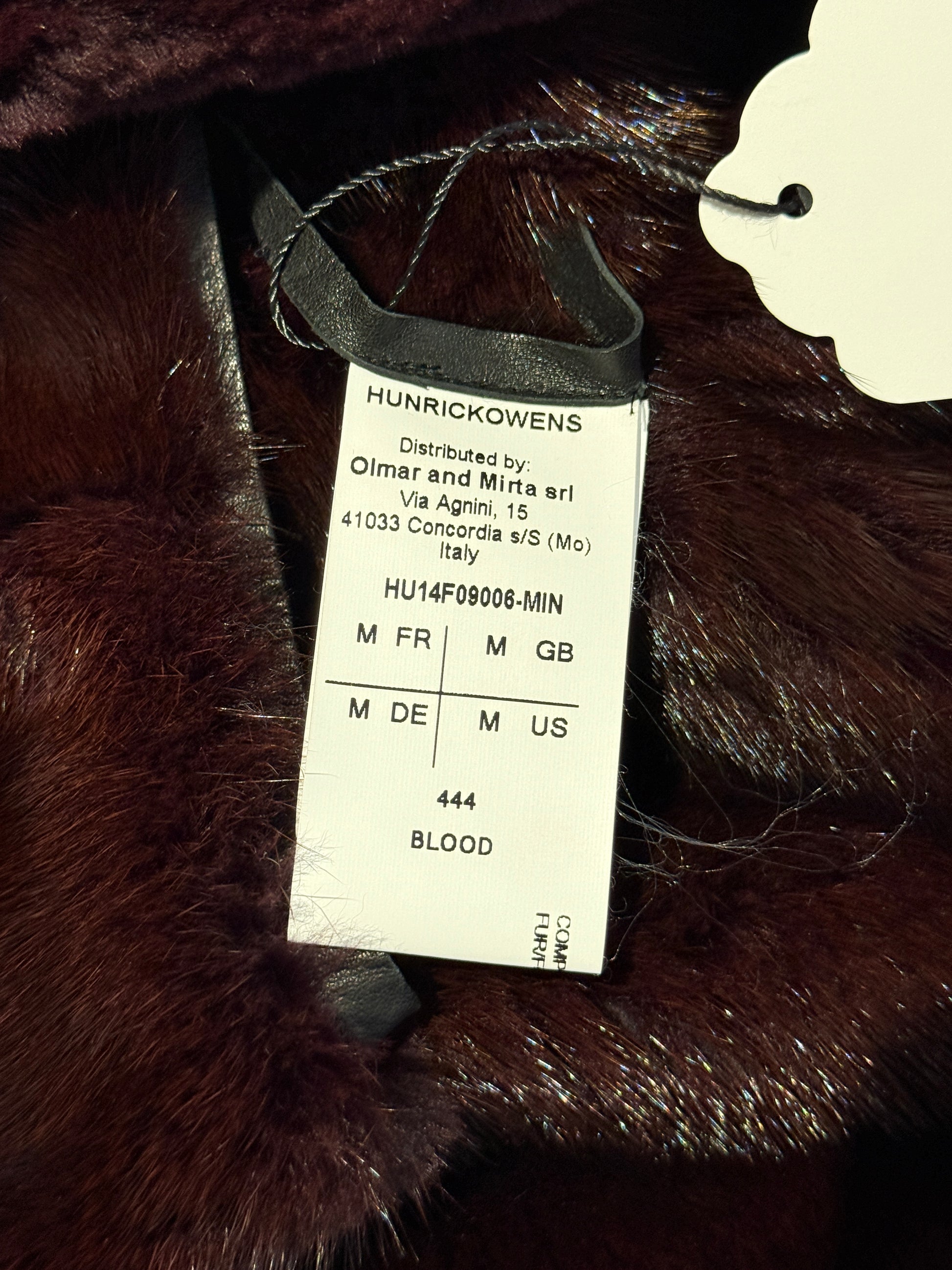 Hun Rick Owens leather mink burgundy vest
