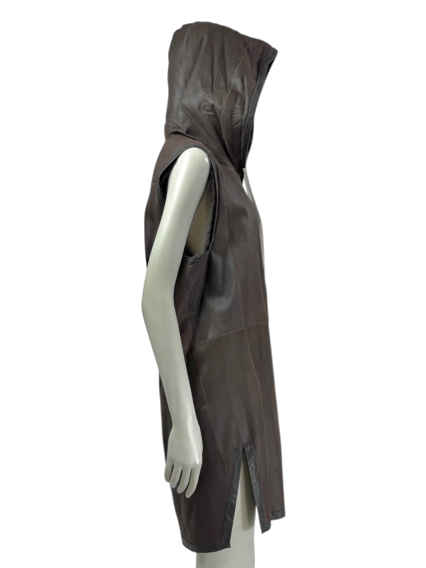 Hun Rick Owens leather mink burgundy vest