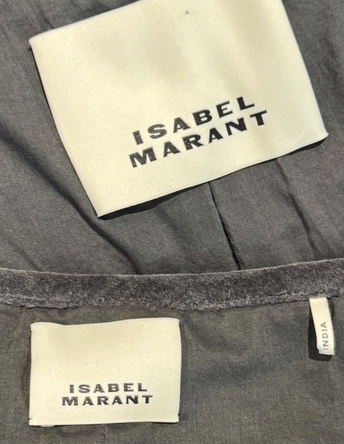 Isabel Marant Spring 2023 Grey embroidered velvet skirt suit
