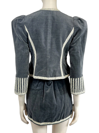 Isabel Marant Spring 2023 Grey embroidered velvet skirt suit