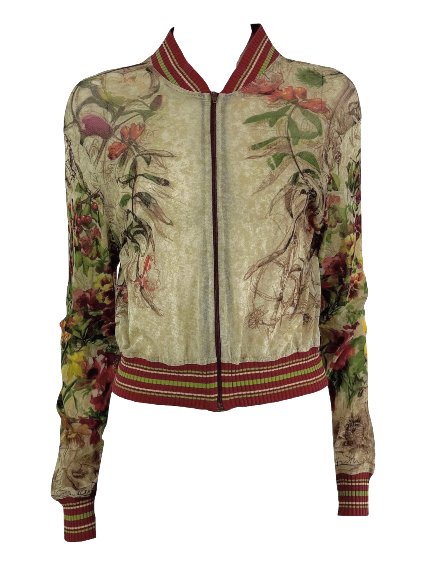 Jean Paul Gaultier Maille Classique - Blouson en mesh imprimé d’un motif de raisins